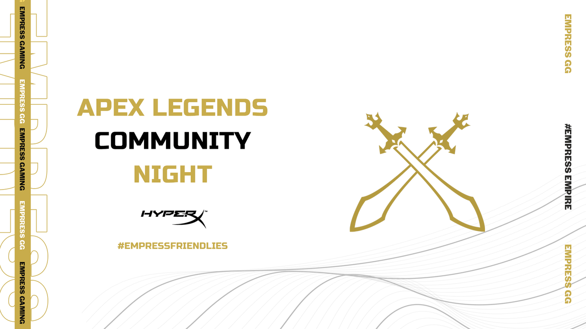 Empress Gaming (@empressgg) on Twitter photo We are hosting yet another <a href="/PlayApex/">Apex Legends</a> community night as a part of our #EmpressFriendlies initiative led by <a href="/Profound_Rice/">Profound Rice</a>!
📅 2nd of October
⏲️ 7PM AEST
🌏 OCE
🔗 Register to play: forms.gle/mZXqNqPKBaU8p7…
#EmpressGG | <a href="/HyperXAnz/">HyperX ANZ</a> We are hosting yet another <a href="/PlayApex/">Apex Legends</a> community night as a part of our #EmpressFriendlies initiative led by <a href="/Profound_Rice/">Profound Rice</a>!
📅 2nd of October
⏲️ 7PM AEST
🌏 OCE
🔗 Register to play: forms.gle/mZXqNqPKBaU8p7…
#EmpressGG | <a href="/HyperXAnz/">HyperX ANZ</a>