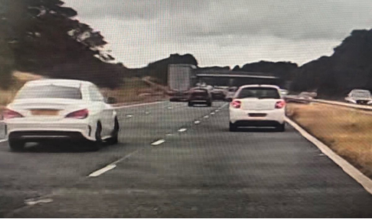 A busy M6 near Lancaster when this Mercedes undertook an unmarked patrol at high speed. They continued at high speed undertaking several more vehicles before being stopped at Forton services. 
Driver arrested for being x2 drink drive limit and vehicle seized #T3TacOps #Fatal5