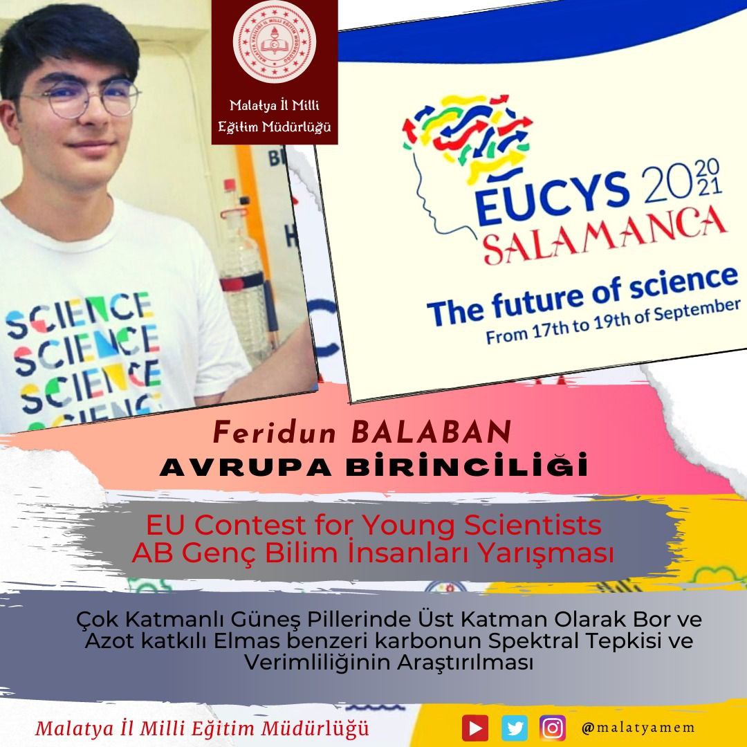 Avrupa 1. olan Feridun Balabani, öğretmenini, ailesini ve müdürümüz Ümit Arslani tebrik ederim. @KanbayBattal <a href="/MalatyaMem/">MALATYA İL MİLLİ EĞİTİM MÜDÜRLÜĞÜ</a> <a href="/mitARSL22718902/">Ümit ARSLAN</a> #gururumuzmalatya