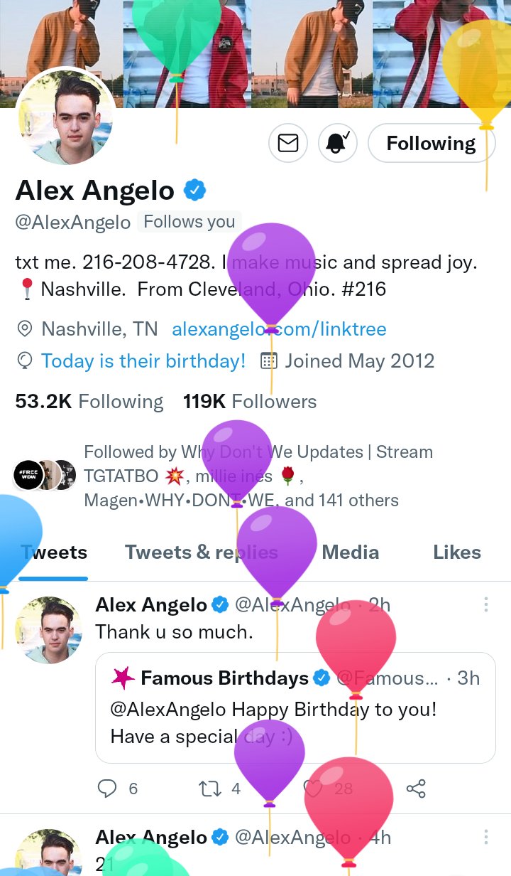  Happy Birthday Alex Angelo :) Hope you have a wonderful day today homie 