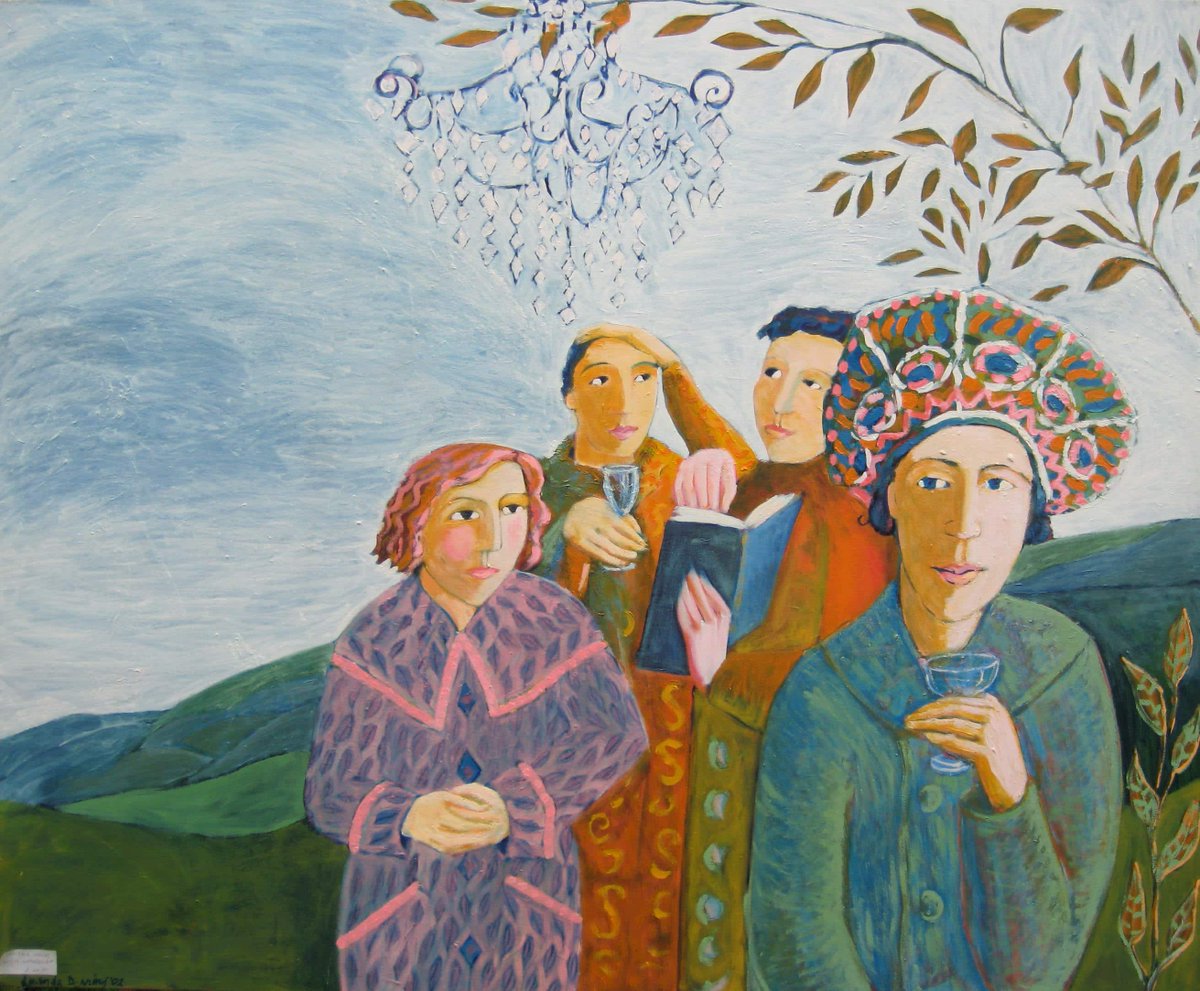 Our artist Lucinda Denning paints figures, both from life &amp; imagination. Pattern &amp; colour are very important in their work. They mainly use Oil Paint on Canvas, Gouache on Paper and Mosaics.

Check out their work here: artistsinfo.co.uk/artist/lucinda…