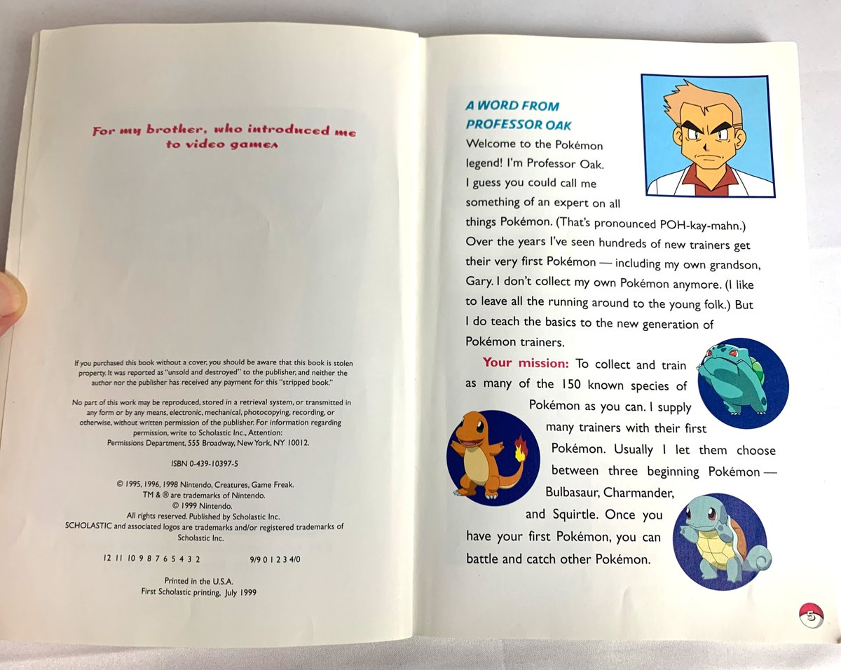 the official pokemon handbook first printing