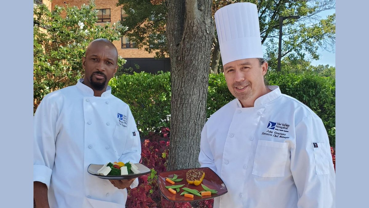 ValleyHealthNJ's tweet photo. This coming week, September 20 β 26, Valley Dining will join restaurants and businesses in the New York Metropolitan Area to promote #EatForClimateWeek NYC. Featured in the photo (from left to right) are Moses Walters, Chef Supervisor, and John Graziano, Executive Chef. https://t.co/35GfHlOssq