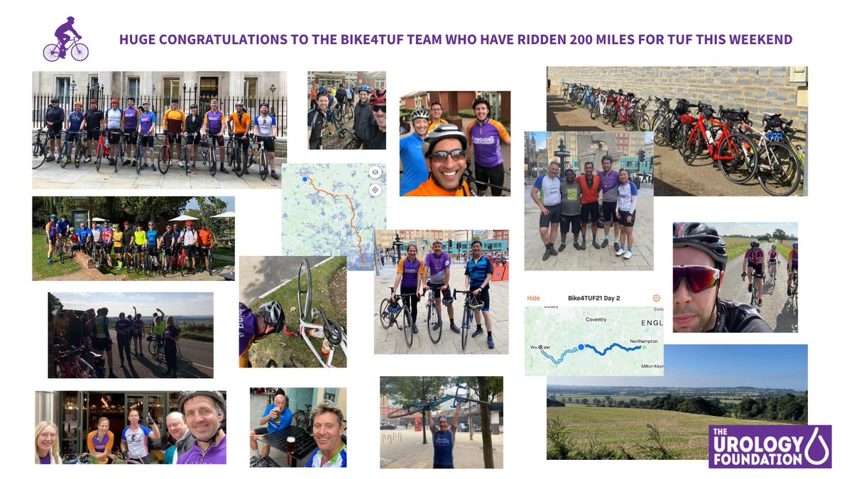 Huge congratulations and an enormous #TUF thank you to all the #Bike4TUF team and support crew who have completed their 200 mile ride from London to Birmingham to fundraise for research and training in the field of urology   You can still donate at justgiving.com/campaign/bikef…