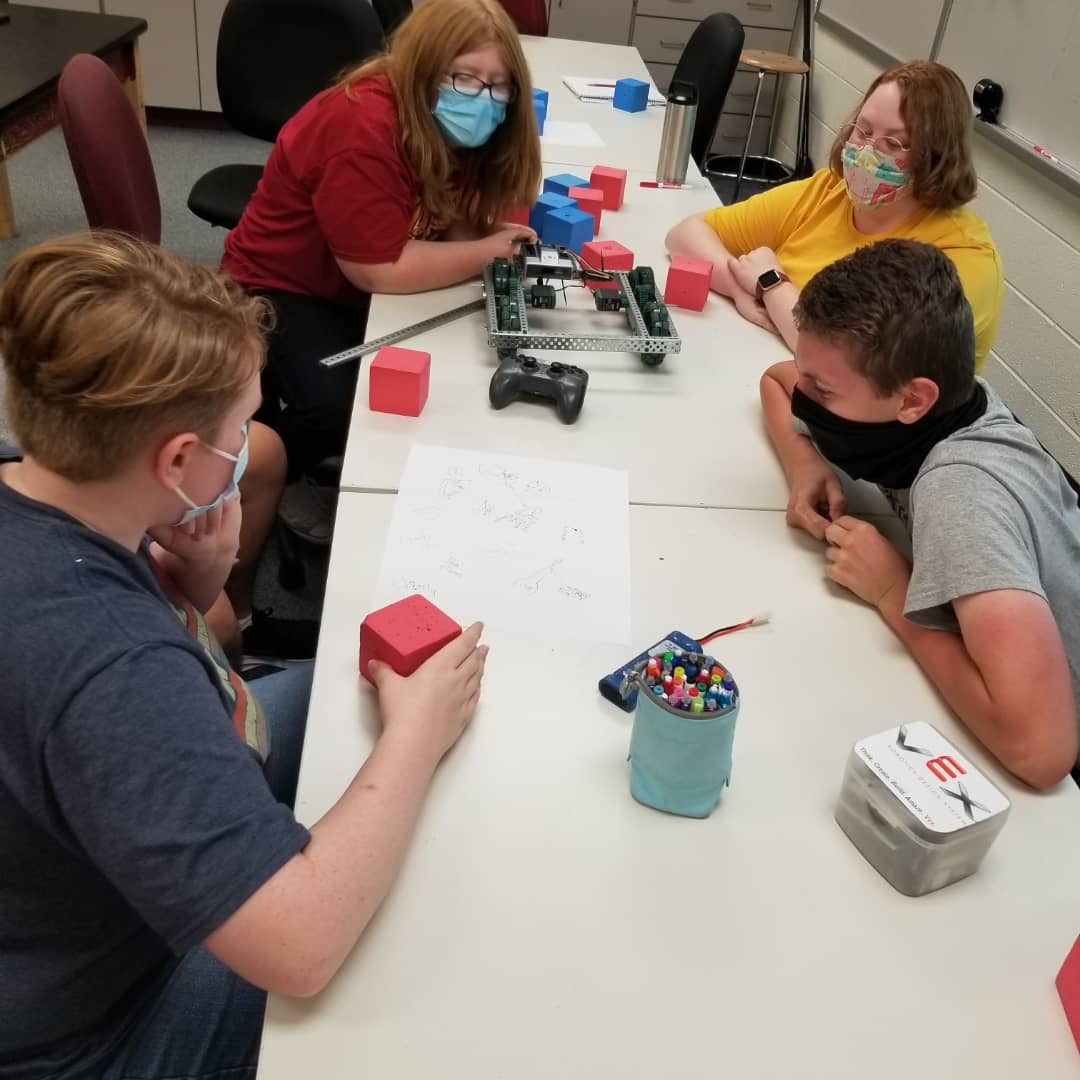 Our team recently presented and gave a robot demonstration to the Tippecanoe School Board and community. We are also in full swing with our off-season meetings training students using VEX and Onshape. #mavengineering #tscschools  #frc #FIRST @FIRSTINRobotics <a href="/McCutcheonHS/">McCutcheon High School</a>