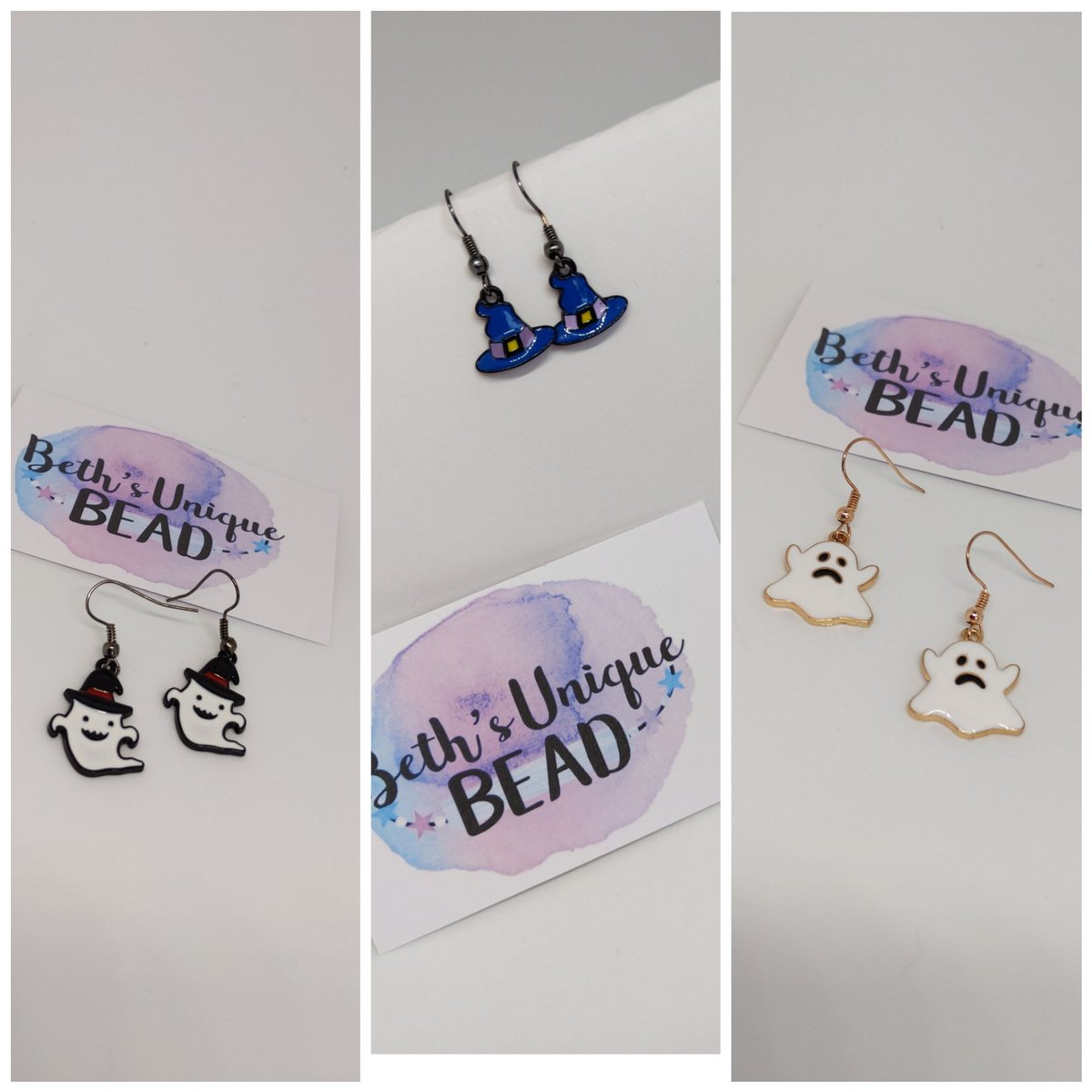 Which is your fave #new #halloween earrings? #witcheshat or #ghosts ? Let me know!! #CraftyTwitter #womaninbusiness #crafthour #craftychaching #HandmadeHour #halloweengift