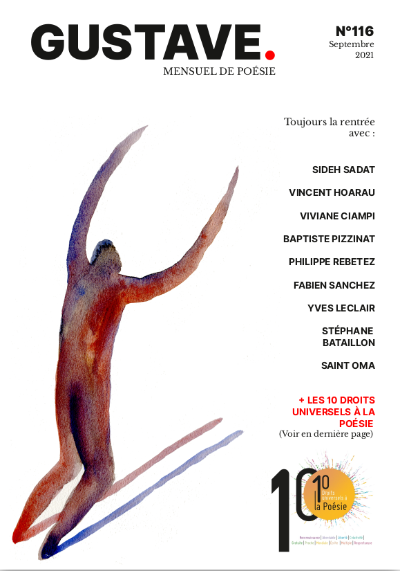Il arrive ! Votre mensuel de poésie numérique (et toujours gratuit) Gustave de (fin) septembre est sous presse et sera envoyé aux abonné(e)s demain matin. Dépêchez-vous de vous  abonner avant ce soir minuit sur notre site remis à neuf pour le recevoir ! gustavemagazine.com