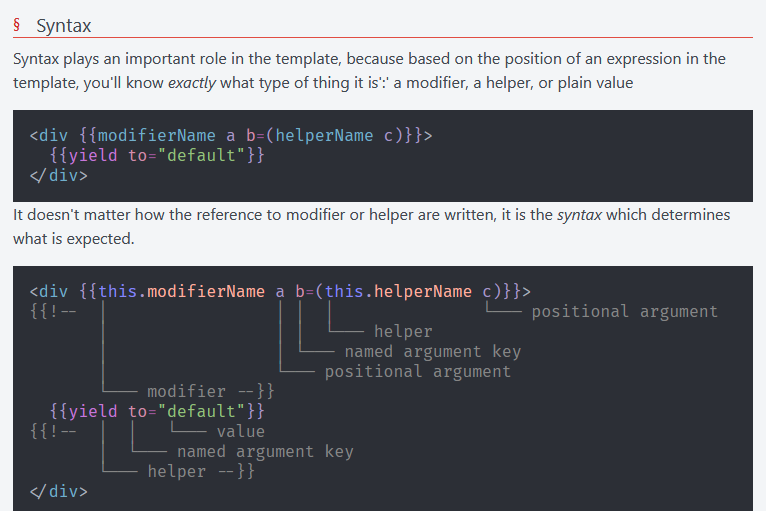 Inspired by the #EmberJS Octane vs Classic cheatsheet, I've made a general cheatsheet cheatsheet.glimmer.nullvoxpopuli.com/docs/templates
I've currently only written part of the templates page, and I'm all worn out from writing so far, so contributions welcome! There is a rough outline and placeholder i18n