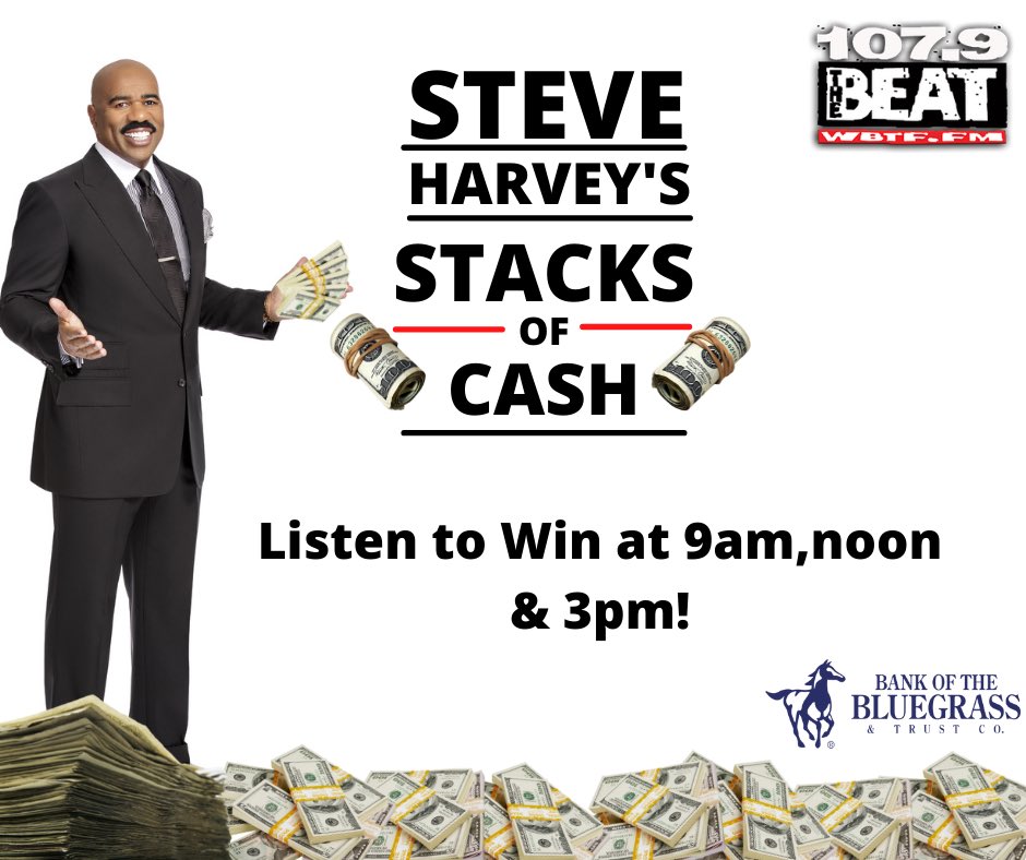 1079TheBeatlex's tweet photo. Winning Starts Monday at 9am #steveharveystacksofcash #unclestevesmoney #1079thebeatlex https://t.co/Klci485a1e