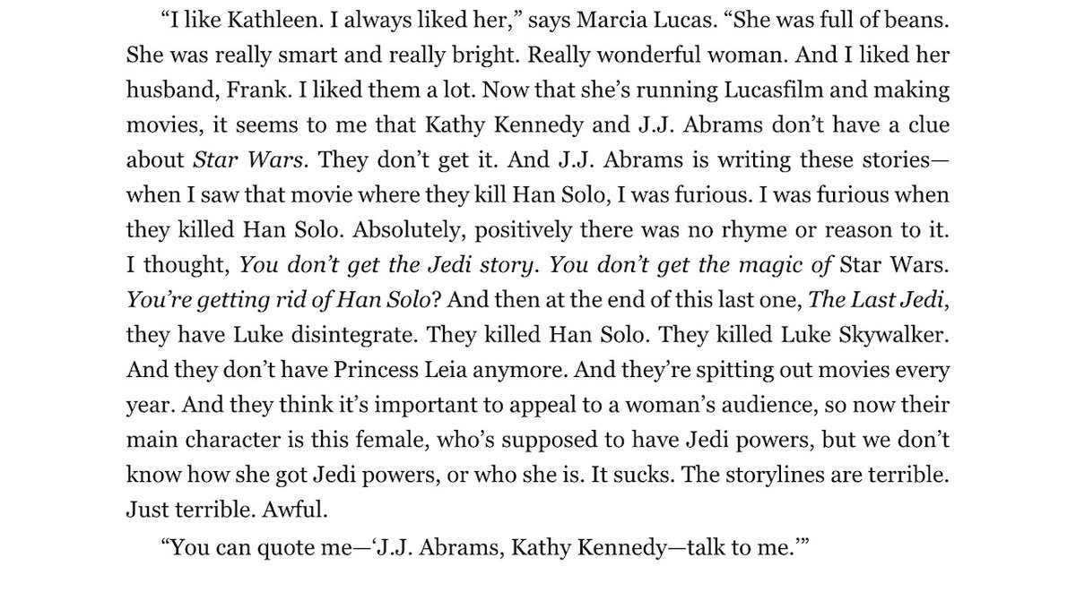 jedibrent83's tweet image. Marcia Lucas on the Disney produced Star Wars films.