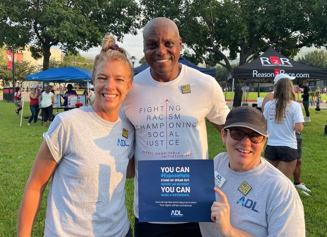 ADL_Texas's tweet photo. Thank you @NLawGlobal, @Reason2Race and @Carl_Lewis for making today's #RunAgainstRacism a big success benefiting @ADLSouthwest! https://t.co/H2WVvYMI6V