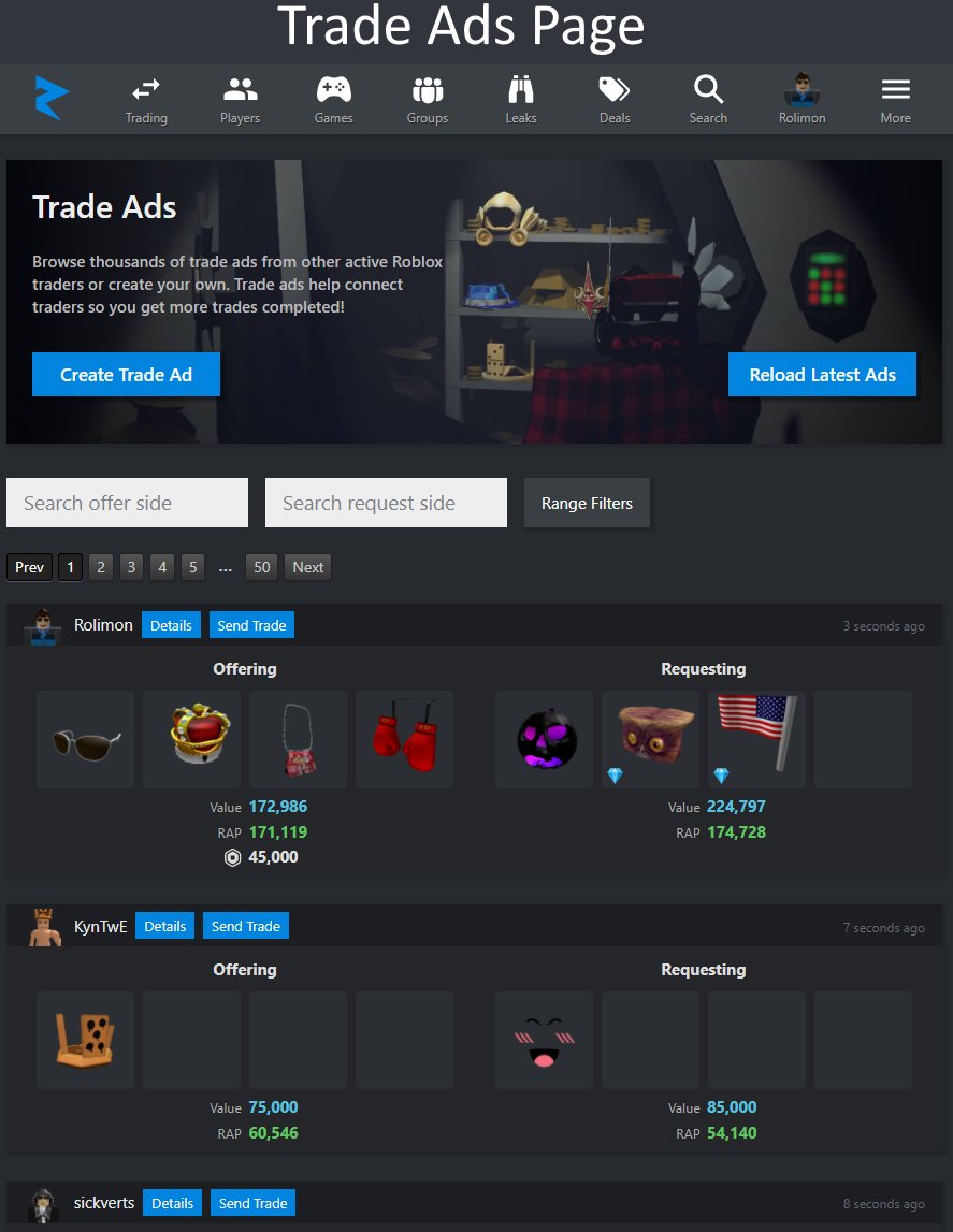 Roblox Trading News  Rolimon's on X: You can now add Robux to the offer  side of trade ads on our Roblox Trade Ad Creation Page!    / X