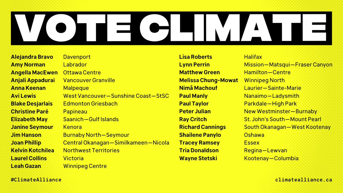 Climate emergency. Vote like it. Here's the full list of #Elxn44 candidates we've endorsed, each one a leader with the courage to tackle this crisis head on. Let's elect a wave of these climate champions tomorrow 🔥🧯

#elxn44vote #ClimateAlliance #cdnpoli