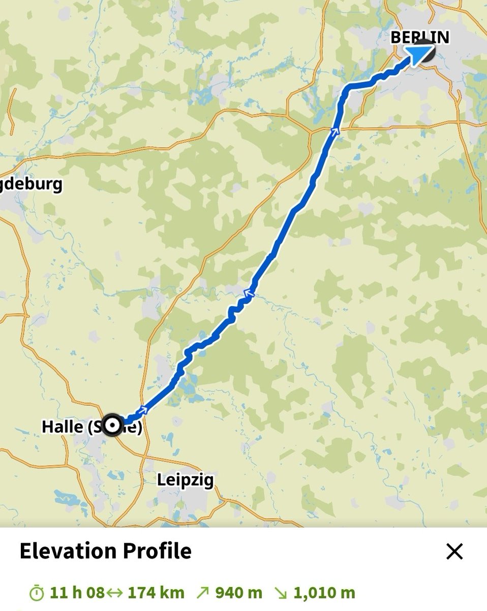 #Halle ➡️ #Berlin
When you don't feel like trains and have a day to spend🚲
173 km back home with ~100 km of #cycleways. Only the cities could see a little upgrade here and there but was grand overall.
