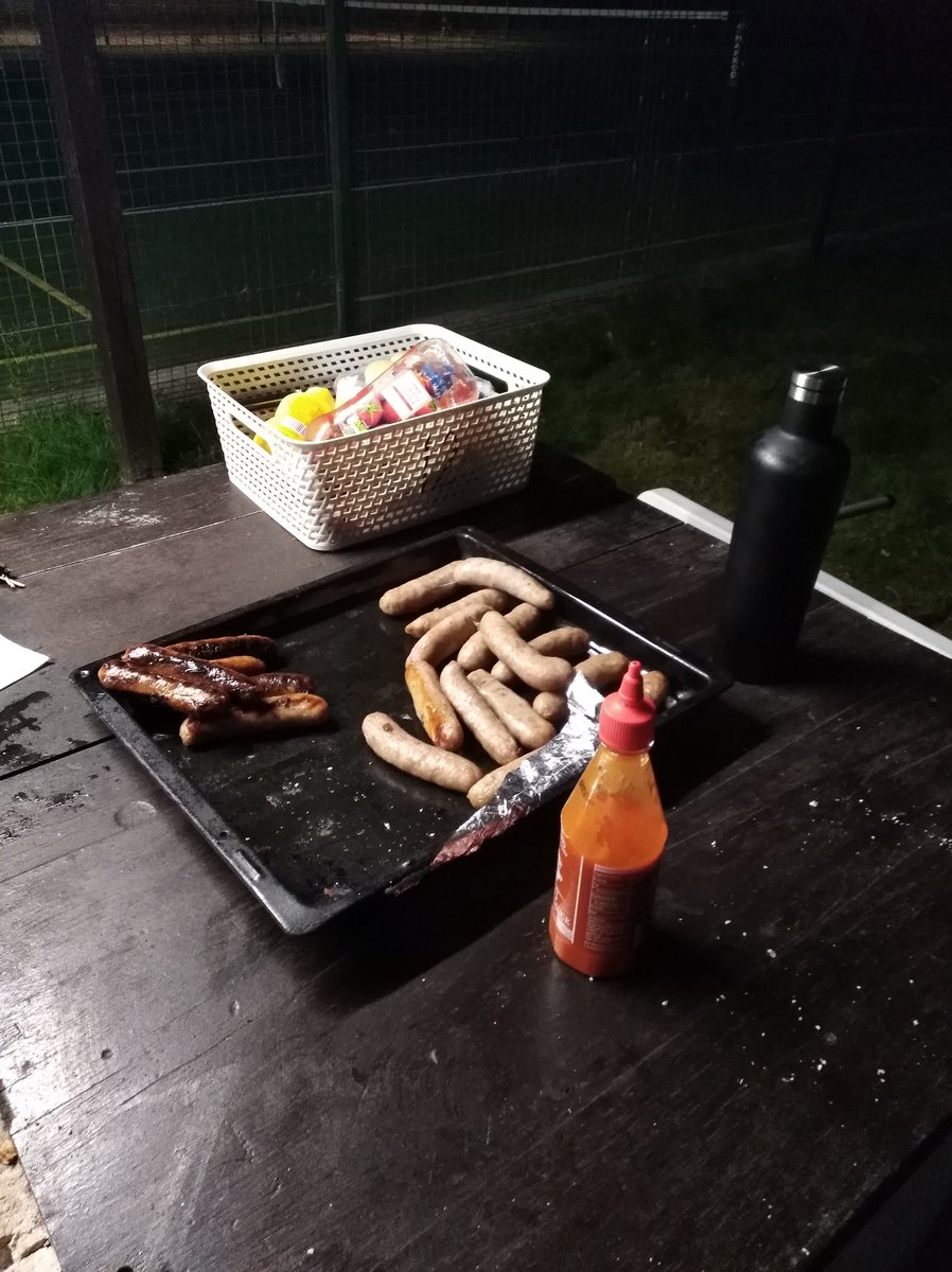 Head chef (Mr. Rose) and Matron fired up the BBQ. 60 burgers and 50 sausages later... #growingboys (2/4)