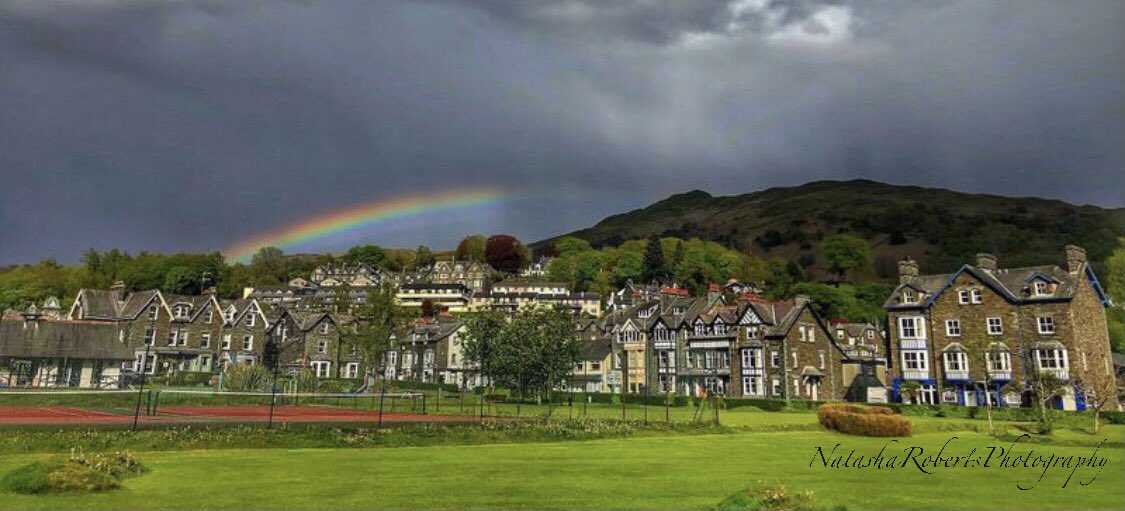 Rainbow over Wansfell on a special day  #wansfell #ambleside #LakeDistrict #CUMBRIA #fells #rainbow #prettyplaces #home