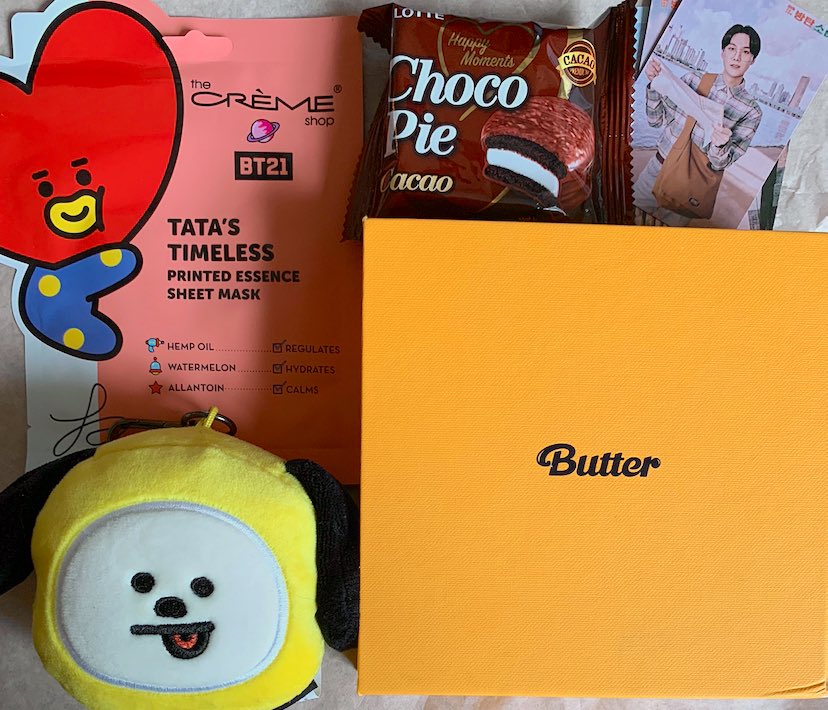 Mini Butter Bundle 🧈💿 

🎁: One Unsealed Butter CD w/ NO Photo Card and NO Note Card (Cream Version), BT21 Chimmy Keychain, Creme Shop x BT21 Face Mask, &amp; Freebies.

How to Enter:
•RT

FYI:
•WW
•Shipping Included

⏰: 9/20 @ 5PM EST

Good Luck Friends. (+)