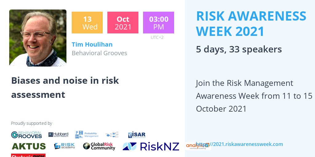 THoulihan's tweet photo. Hey, folks. I'm speaking at #riskawarenessweek on Noise and Decision Making...hope you can join me!
https://t.co/roVtmI34LV https://t.co/exMnne1hAt
