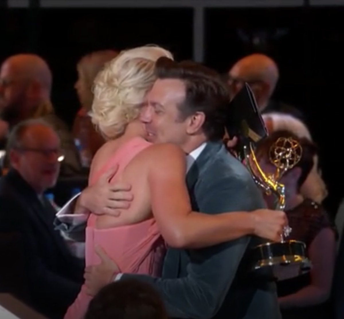 SudeikisNews's tweet photo. 📸 | jason sudeikis congratulating hannah waddingham on winning her #emmy for best supporting actress in a comedy series! https://t.co/4ETWrtI3BW