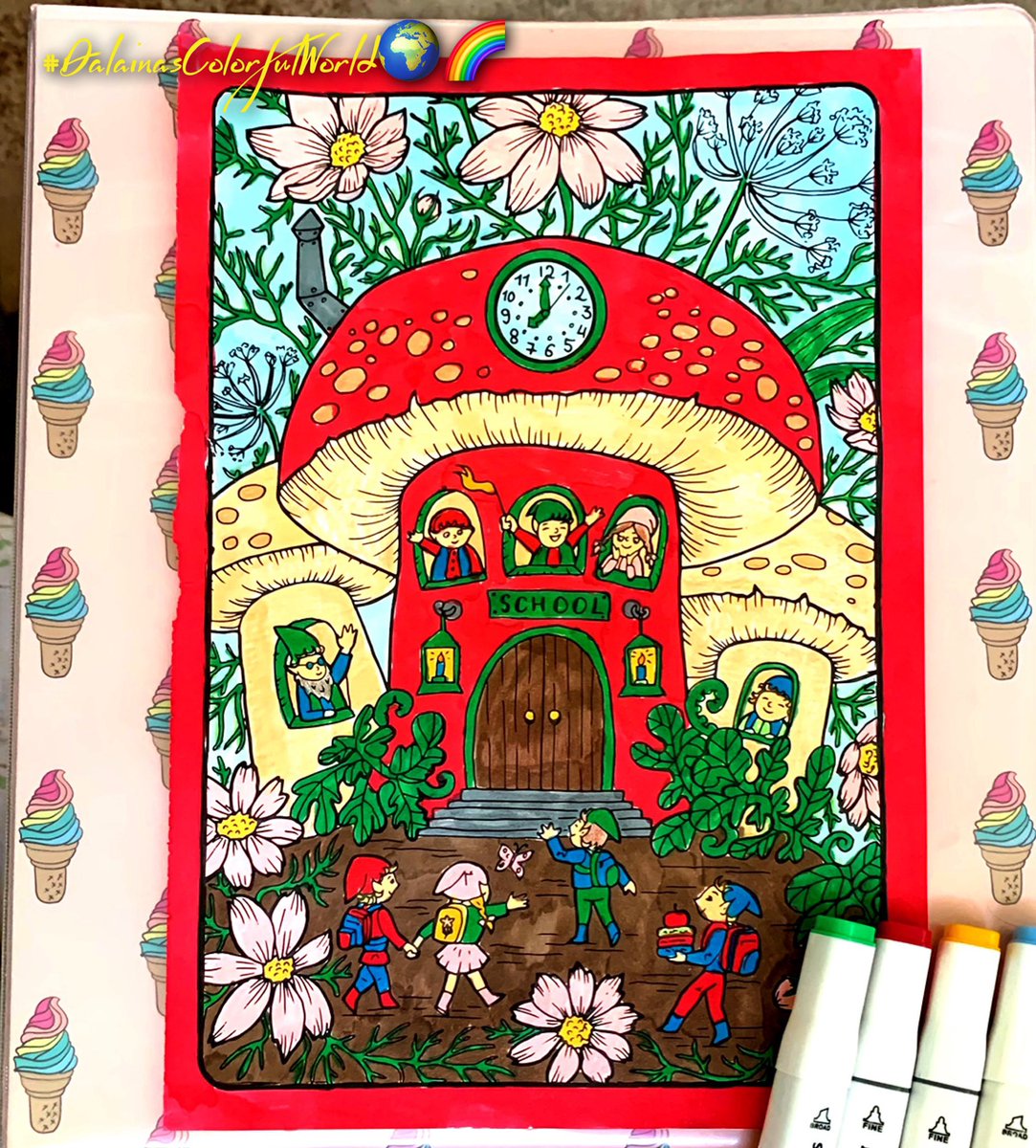 bonbonsandbooks's tweet photo. I did this fall scene from the book #fairys by #Bendon using #illustrationartionmarkers &amp; #watercolorpencils ! 
.
.
.
.
#myhobbies 💕 #dalainascolorfulworld #bonbonsandbooks #adultcoloring #ilovefairies #fairycore #gnome https://t.co/6wsK7HXtOL