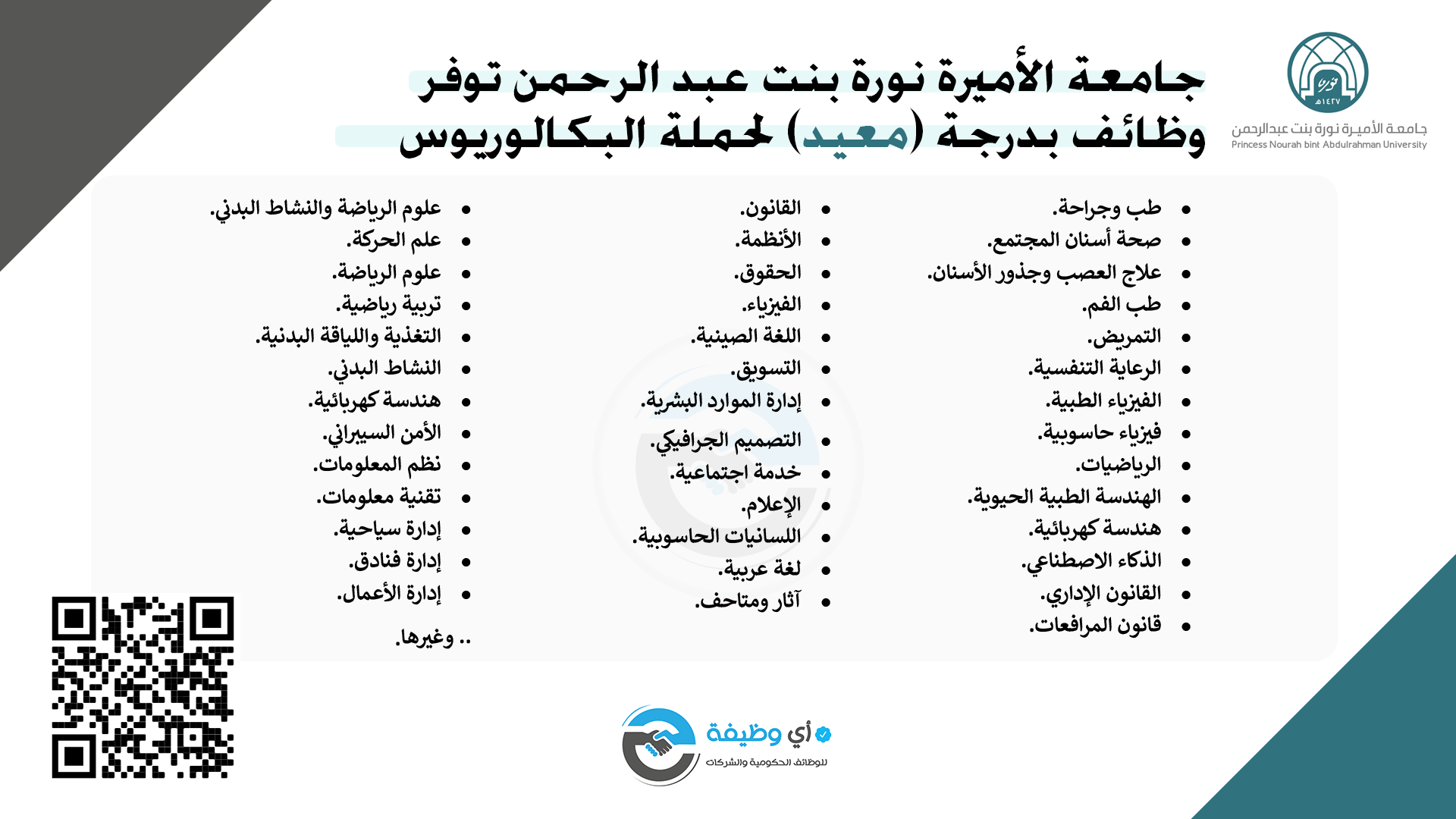 جامعة نورة وظائف وظائف نسائية