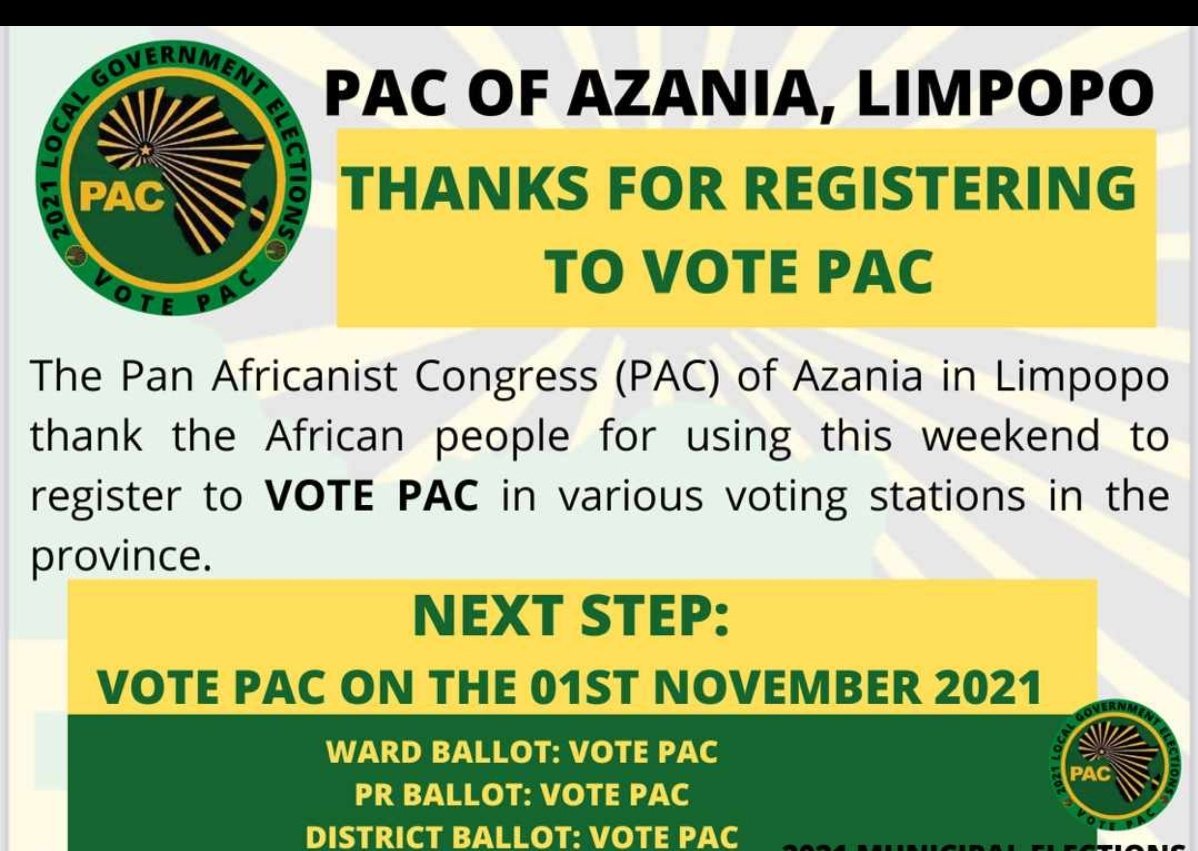 <a href="/pac_president/">PAC President</a> <a href="/PacBranch/">PAC Southern Suburbs Branch</a> <a href="/MyPAConline/">Pan Africanist Congress of Azania (PAC)</a> <a href="/MyPAWOOnline/">Pan Africanist Women's Organization of Azania</a> <a href="/LetlapaMphahlel/">Letlapa Mphahlele</a> <a href="/NkululekoSomhl1/">Nkululeko Somhlahlo</a> <a href="/PACEkurhuleni/">Ekhurhuleni REC- PAC</a>