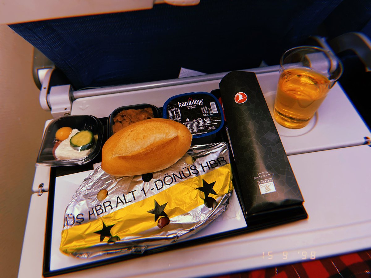 QKDurrani's tweet photo. Pathetic meals by @TurkishAirlines 

Who eat eggs made in tomato juice and cheese toast dripping in with it too. Olives and cheese with tomatoes. Bread that can be used as self-defence and yogurt with melon slice. 

#turkey https://t.co/CxHCRZ13HJ