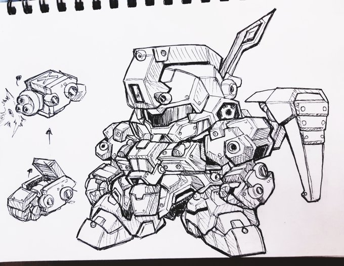 #sirenの落書き帳
#閃光の魔封帝
具須頑丈(グスタフ)!
鉄機武者部隊・斬傀(きるけー)隊に所属する量産型。
その設計は始祖である鋼丸を踏襲しており、量産に向かない変形機構等はオミットされているが肩のシールドや腕部機関砲等にその名残が見られる。
最新型は量産型ながら人工頑駄無を装備している 