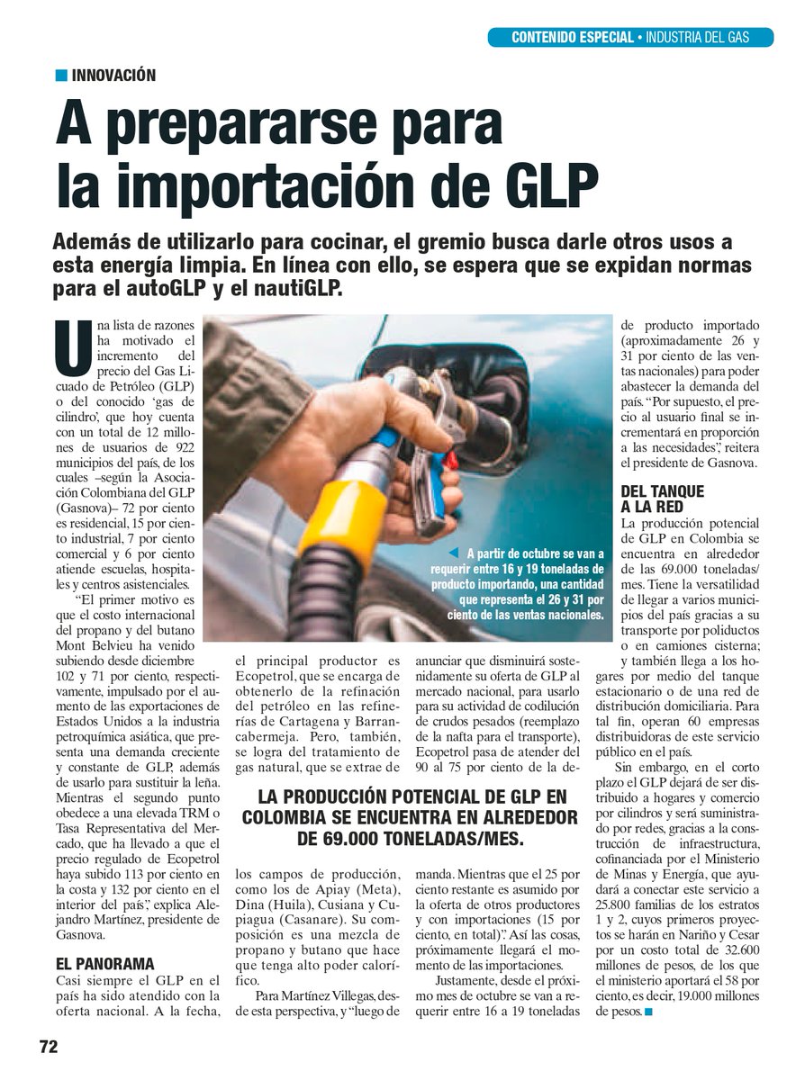 #SomosNoticia Además de utilizar el #GasLP para cocinar, desde #GASNOVA se busca darle otros usos a esta #CleanEnergy. Así, se espera expedición de normas para #AutoGLP y #NautiGLP. Vía 
<a href="/RevistaSemana/">Revista Semana</a>