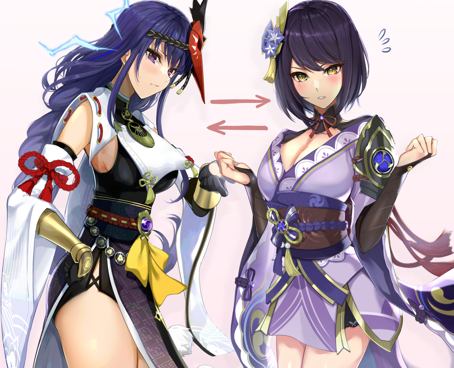 Kujou Sara and Raiden Shogun
