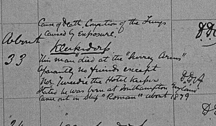 Spotted in FS Indexing: The priest attending the burial of William James Lewis at St. Peter's, Klerksdorp, Pretoria left a wealth of information usually absent from these registers. Hopefully he can be connected to his family in Southampton one day (if he hasn't already).