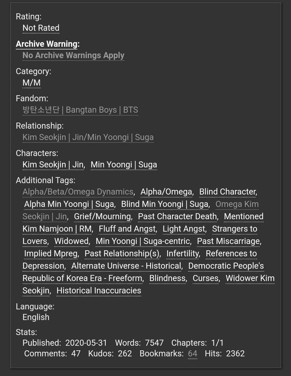 Fic: 'its not that i believe it but that i am trying cause its the only, the only thing i can do'
Pairing: yoonjin
Tag: a/b/o vers/ melancholic 
Author: 

YOONJIN PEOPLE!! Ya all need to read this!! 😭 so good!

archiveofourown.org/works/24468967

#yoonjin #btsfanfic #jin #suga #ao3 #ficrec