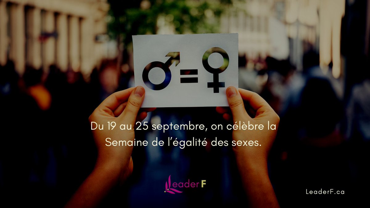 Vivement l'égalité dans toute les sphères de nos vies! Bonne semaine de l'égalité des sexes!