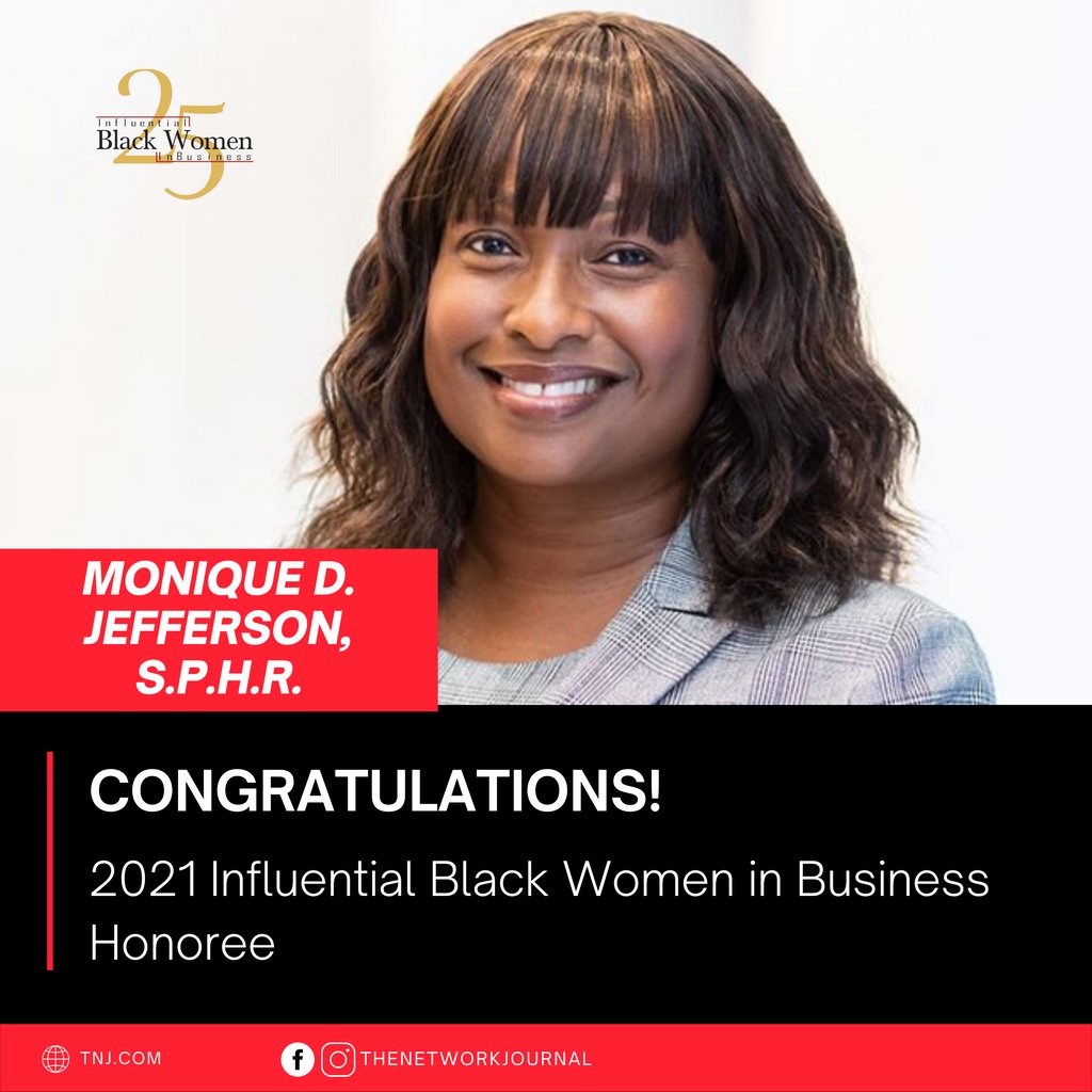 Please join us as we honor and celebrate MONIQUE D. JEFFERSON, S.P.H.R., Chief Human Resources Officer
New York Public Radio, New York, N.Y., at TNJ’s 23rd Annual 25 Influential Black Women in Business Awards Virtual Celebration. 

For tickets visit, eventbrite.com/e/25-influenti….