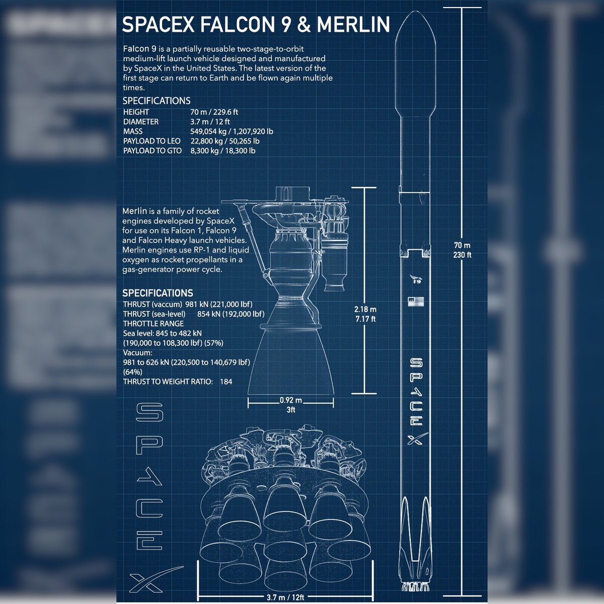 spacex merlin engine drawings