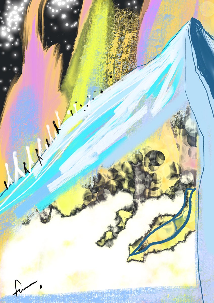 今朝見たものの抽象画と それをもとに描いた具体画 つのだ ふむ 新連載前のイラスト