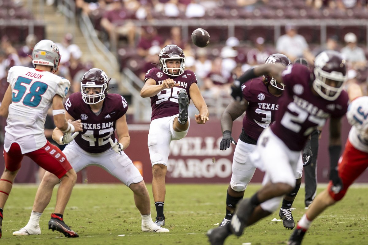 Nik Constantinou has been nominated for SEC Special Teams Payer of the Week. He punted four times for 182 yards and averaged 45.5 yards per punt and all four punts were killed inside the 20-yard line. His long was a 61-yard effort that was killed at the five-yard line. #GigEm