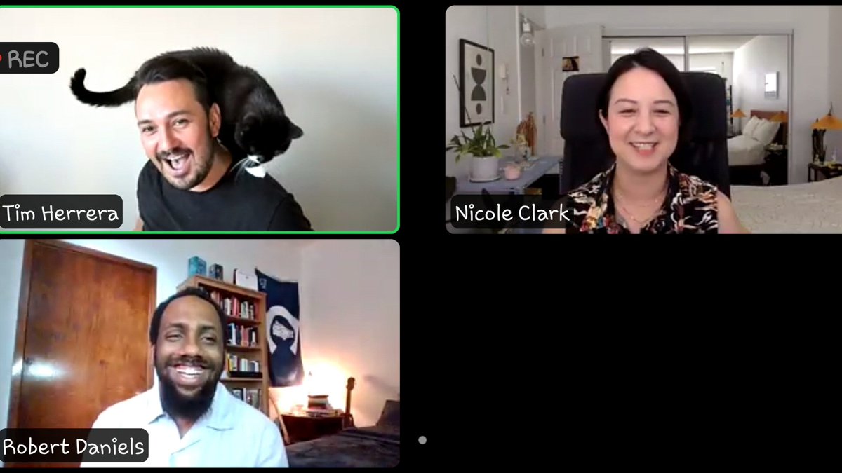 Thank you, <a href="/TimHerrera/">Internet Person™⭐️</a>, for another fun-filled Freelancing With Tim!! Your guests, <a href="/nicalexiac/">Nicole Clark</a> &amp; <a href="/812filmreviews/">Robert Daniels</a>, were great (as usual!!). (And loved the cat cameo!!)