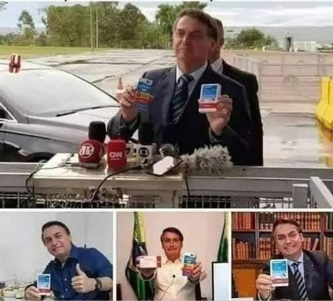 AlessandroPT89's tweet photo. Enquanto o piroquinha segue apagando as fotos do papai fazendo propaganda da cloroquina, nós vamos mostrando os prints: https://t.co/fuW123pN0b