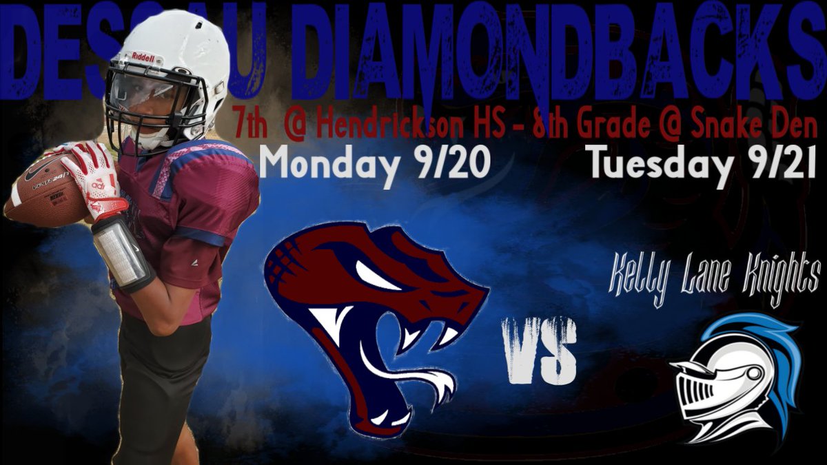 Coach Kierre Nicholson (@coachknicholson) on Twitter photo This week is homecoming for #Demdiamondbacks of <a href="/DMS_Atheltics/">Dessau MS Athletics</a>. They will take on <a href="/Kelly_Lane_Boys/">Kelly Lane Middle School Athletics</a> on Monday and Tuesday. #fearthefangs
<a href="/ConnallyFB/">Connally Football</a> <a href="/WeissFootball/">Weiss Football</a> <a href="/HendricksonFB/">Hawk Football</a> <a href="/PfISDAthletics/">PfISD Athletics</a> This week is homecoming for #Demdiamondbacks of <a href="/DMS_Atheltics/">Dessau MS Athletics</a>. They will take on <a href="/Kelly_Lane_Boys/">Kelly Lane Middle School Athletics</a> on Monday and Tuesday. #fearthefangs
<a href="/ConnallyFB/">Connally Football</a> <a href="/WeissFootball/">Weiss Football</a> <a href="/HendricksonFB/">Hawk Football</a> <a href="/PfISDAthletics/">PfISD Athletics</a>