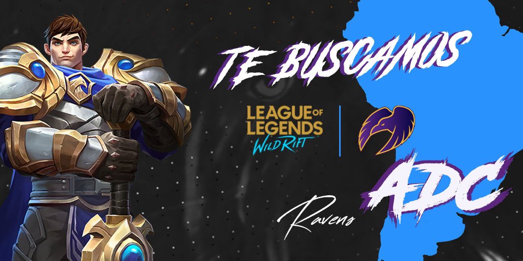 #WildRift 
SE BUSCA ADC!
Requisitos: disponibilidad horario, discord, experiencia en MOBAs (WR, LOL) y Macro juego.

Sus compañeros seran de Diamantes y GM, ademas de Coach, un Analista/Coach Asistente

🔄❤️
@Fichajes_WR <a href="/AyudaFichajes/">Fichajes WildRift</a> <a href="/wildriftLATAM/">League of Legends: Wild Rift LATAM</a>