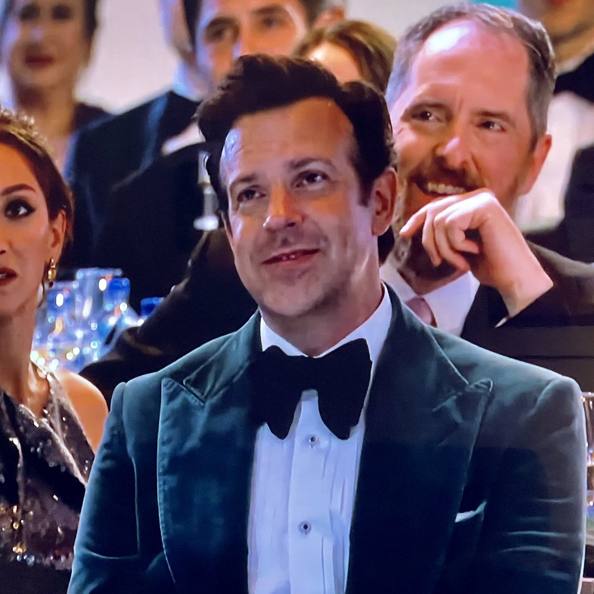Luke_Cardona's tweet image. The way @jasonsudeikis looks at his friends as they're winning awards is how we should all look at our friends when they do something great. #Emmys