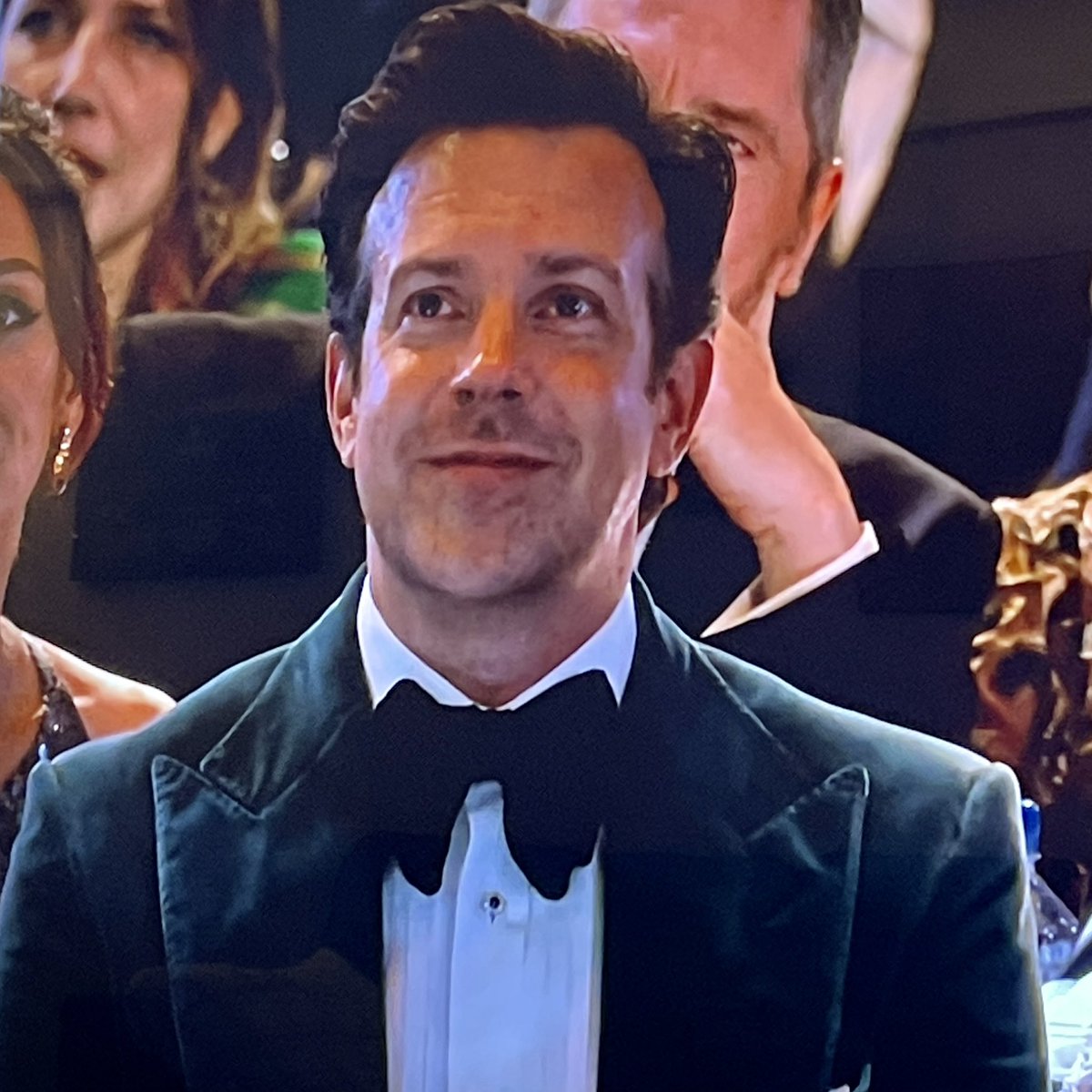 Luke_Cardona's tweet image. The way @jasonsudeikis looks at his friends as they're winning awards is how we should all look at our friends when they do something great. #Emmys