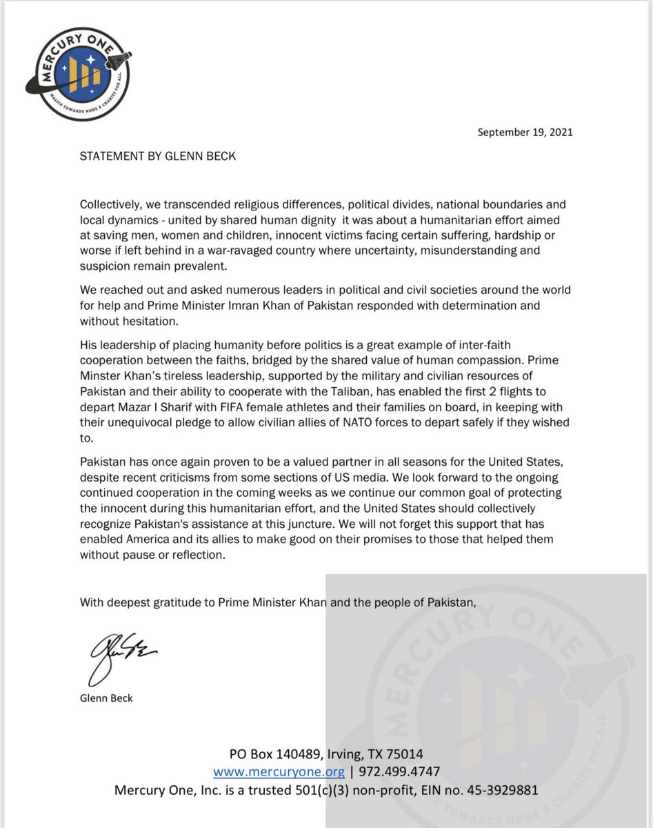 Words cannot express our gratitude to Prime Minister Khan and the people of Pakistan. <a href="/ImranKhanPTI/">Imran Khan</a>