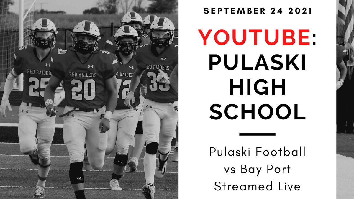 ⚠ALERT 9-24-21
<a href="/PHS_Raider_FB/">Pulaski Football</a> vs Bay Port
LIVE
<a href="/VoiceRedRaiders/">Voice Red Raiders</a> 
📺 trst.in/uK92wd
#RaiderStrong