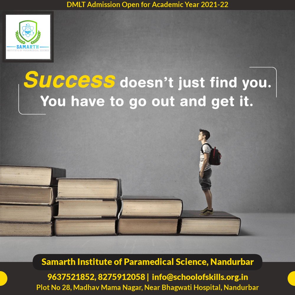 Samarth Institute of Paramedical Science Nandurbar

#admissionsopen2021

Registered courses
#DMLT
#BSCMLT
#MSCMLT

Contact. Mrs. Monali Agrawal 

Mob. No. 8275912058

Near Bhagwati Hospital, Above Seva Hospital, Nandurbar

<a href="/InfoNandurbar/">DISTRICT INFORMATION OFFICE, NANDURBAR</a> <a href="/NandurbarSmart/">Nandurbar Smart City</a>