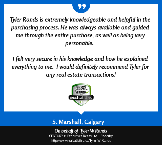 I’m truly honored to have helped this client.  realsatisfied.ca/Tyler-W-Rands via <a href="/realsatisfied/">RealSatisfied</a>