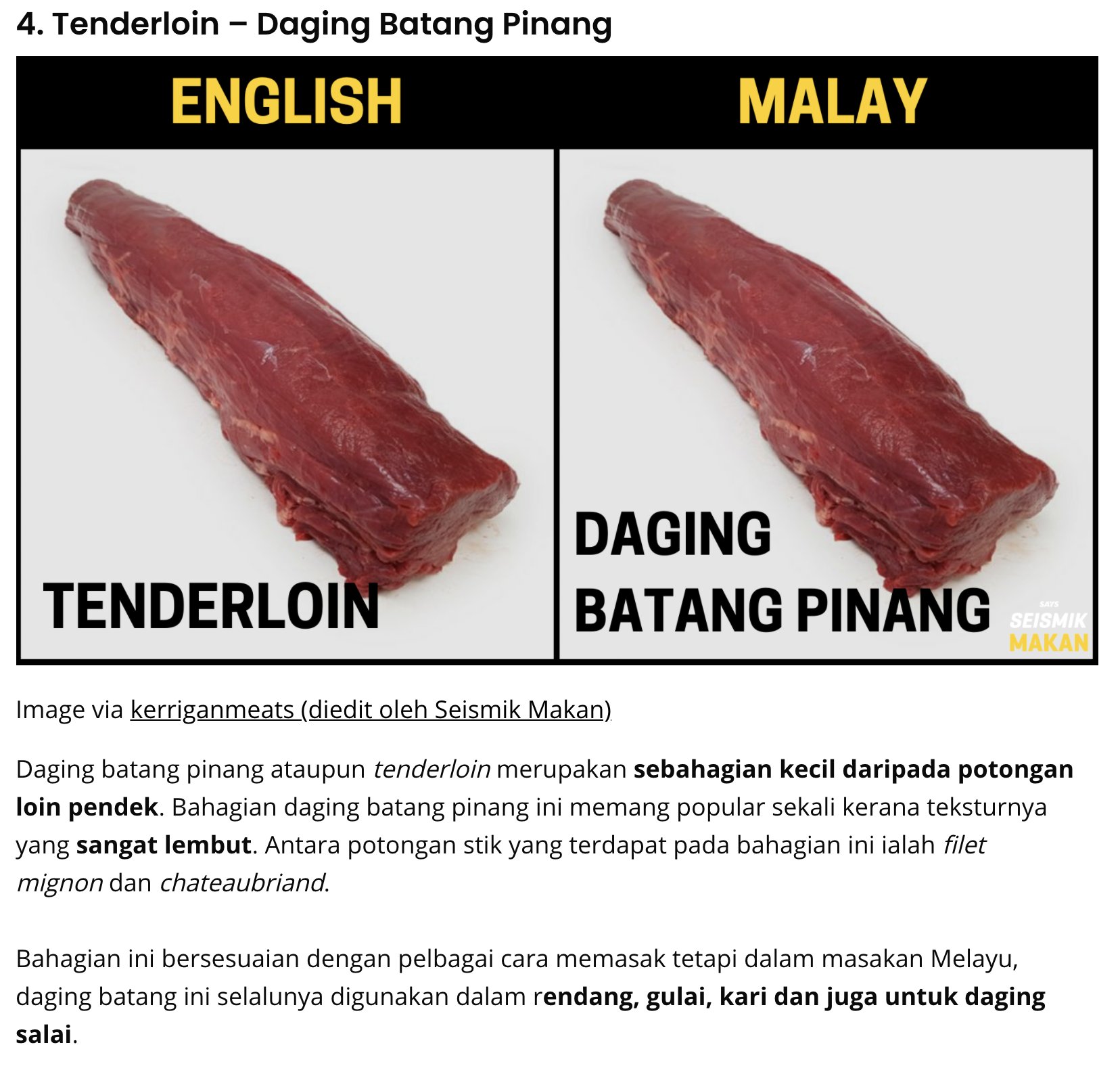 Daging batang pinang in english