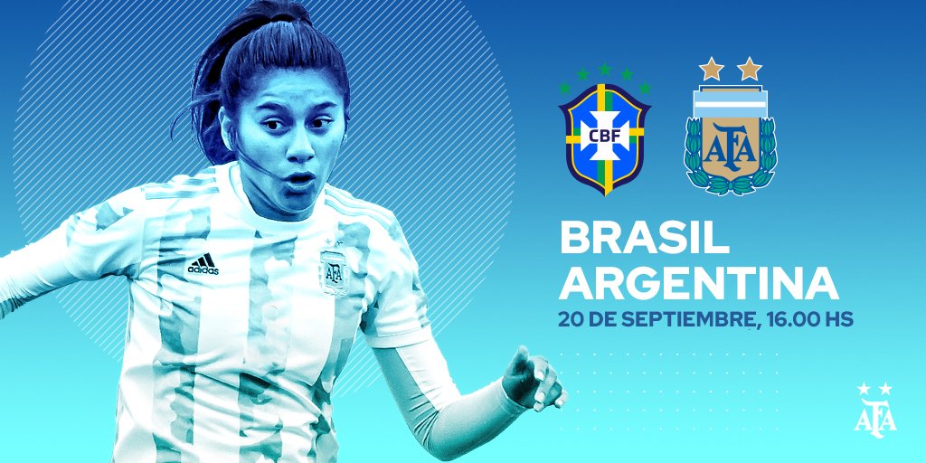 Argentina's tweet photo. #SelecciónFemenina
⚽️ #Brasil 🇧🇷 - #Argentina 🇦🇷
🏆 Amistoso - Fecha FIFA
🕑 16.00
📺 @TV_Publica y @canaldeportv
📻 @NacionalRock937
📰 https://t.co/3GG9GmHwe5 https://t.co/7AG1PaOGnB