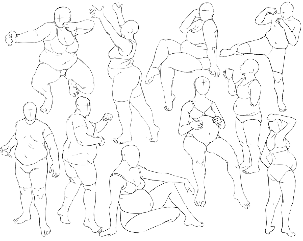 some fat and pregnant pose practice i did today :) references are all from senshistock, you know her 